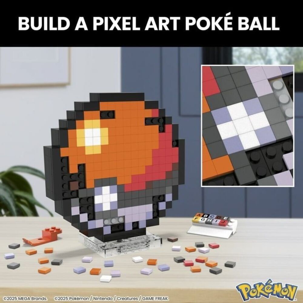 Mega Pokemon Poke Ball Pixel Art Building Set 384 Pieces New Sealed JGJ71 - Picture 3 of 15